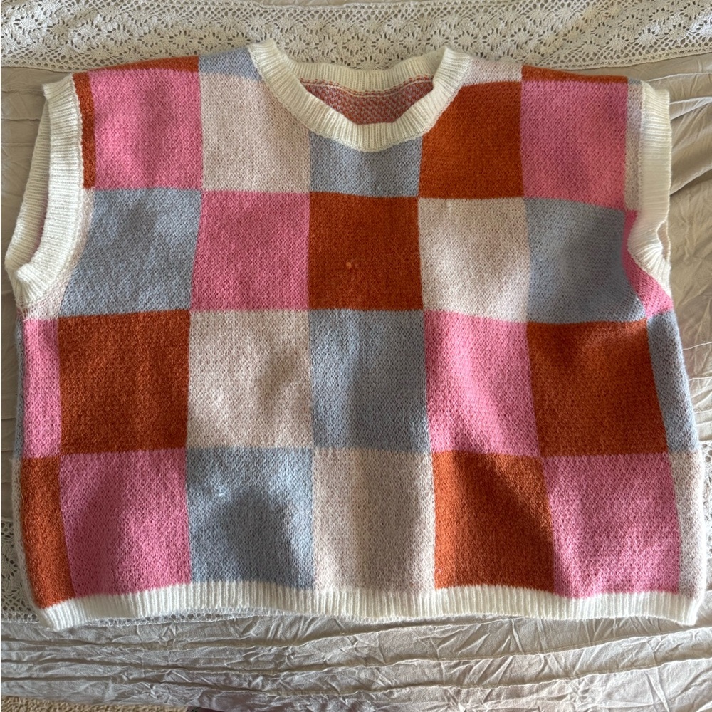 Checkered Pattern Sweater Vest